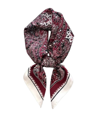 BLAUW korte vierkante dames sjaal paisleyprint rood- wit- marine 70x70cm
