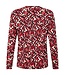 dames t- shirt fantasy- print met plooitjes en knopen rood Brandtex