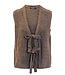 dames gilet met glitters en strik bruin Signature