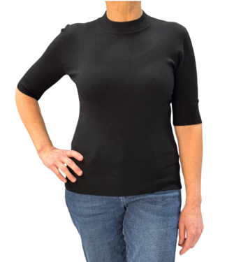 Marinello effen dames pullover turtleneck korte mouw zwart Marinello
