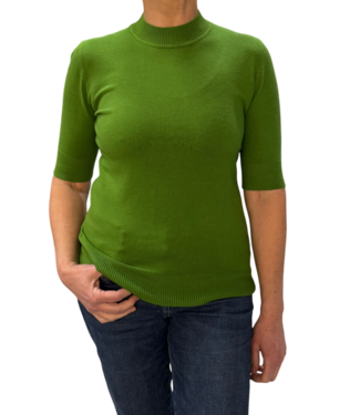 Marinello effen dames pullover turtleneck korte mouw groen Marinello