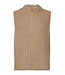zacht en harig dames gilet met ritssluiting donker- beige Sunday