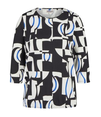 Barbara Lebek dames blouson shirt Esscher blauw- zwart 7/8 mouw - Barbara Lebek