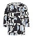 dames blouson shirt Esscher blauw- zwart 7/8 mouw - Barbara Lebek