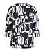 dames blouson shirt Esscher blauw- zwart 7/8 mouw - Barbara Lebek