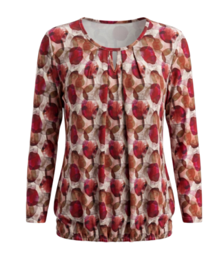BLAUW dames blouson shirt 3/4 mouw bolletjes bordeaux- bruin
