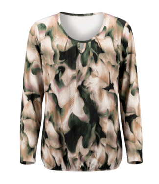 BLAUW dames blouson shirt L/M wave- print groen- roze