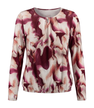 BLAUW dames blouson shirt lange mouw wave-print beige-roze
