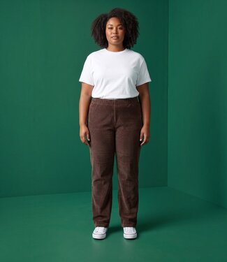 M.X.O. Ribbroek dames katoenmix met stretch bruin M.X.O.