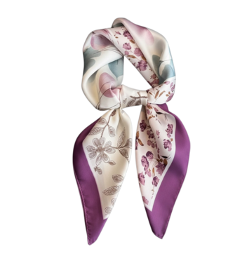 BLAUW korte vierkante dames sjaal purple dream paars- groen 70x70cm