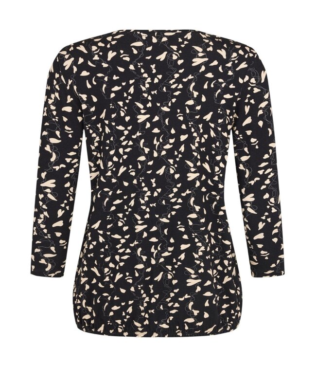 dames blouson shirt fantasyprint beige- zwart Sunday