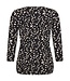 dames blouson shirt fantasyprint beige- zwart