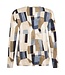 dames blouson shirt blokken beige- blauw Sunday (lange mouw)