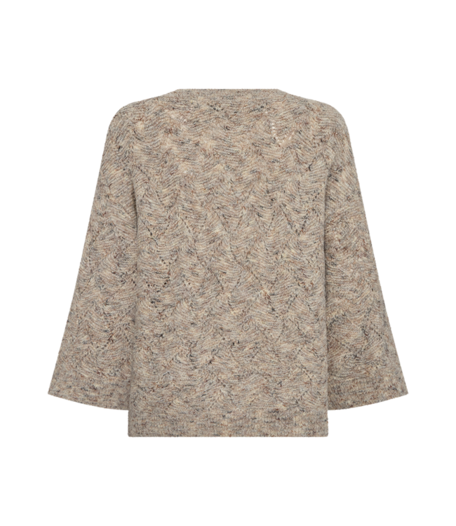wollen dames trui opengewerkt "Estweed pullover" taupe FreeQuent