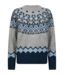 warme dames trui met noorse print "Merla" grijs- blauw FreeQUent