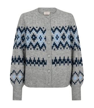 FreeQuent warm dames vest met noorse print "Merla" grijs- blauw FreeQUent