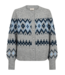 warm dames vest met noorse print "Merla" grijs- blauw FreeQUent
