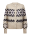 warm dames vest met noorse print "Merla" beige- paars FreeQUent