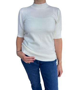 Marinello effen dames pullover turtleneck korte mouw wolwit Marinello
