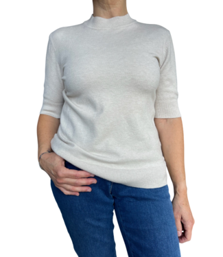 Marinello effen dames pullover turtleneck korte mouw beige Marinello