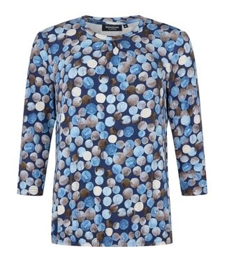 Signature dames blouson shirt met bolletjes- print blauw Signature