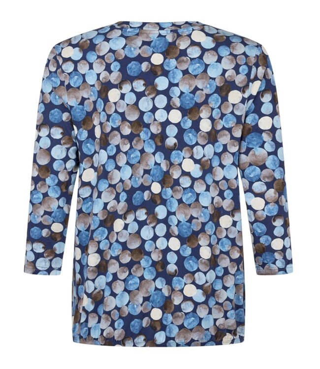 dames blouson shirt met bolletjes- print blauw Signature