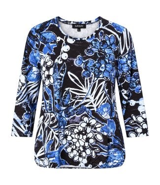 Sunday dames blouson shirt botanische print blauw Sunday