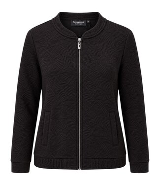 Signature bomber jasje dames met structuur- print zwart Signature