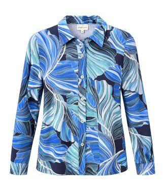 Gabriella K. stretch blouse met knopen en print dames blauw Gabriella. K