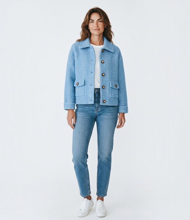 sportief dames jasje "Bubbly" met visgraat jeans- blauw M.X.O.