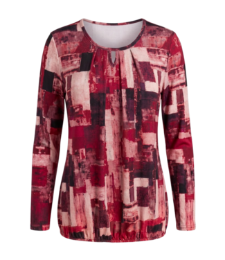 BLAUW blouson pullover dames blokken bordeaux- rood