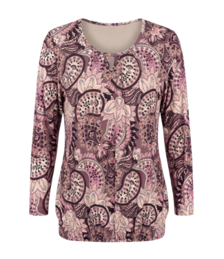 BLAUW dames blouson shirt L/M paisley print oud- roze