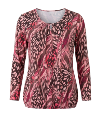 BLAUW dames blouson shirt 7/8 mouw snake roze- bruin