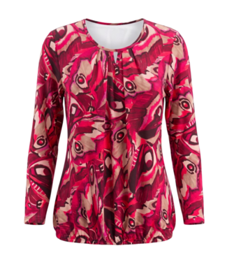 BLAUW dames blouson shirt L/M indian print rood- beige