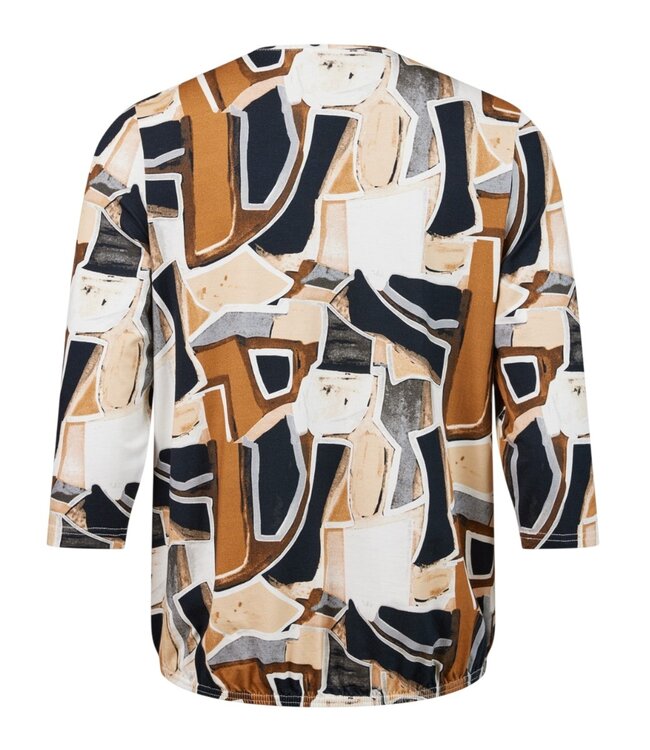 dames blouson shirt blokken beige- zwart Sunday