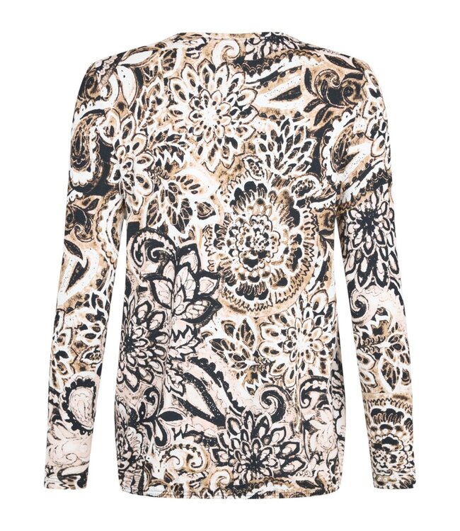 dames blouson shirt mandala beige- zwart Sunday (lange mouw)