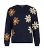 dames trui met bloemen en wol marine Sunday