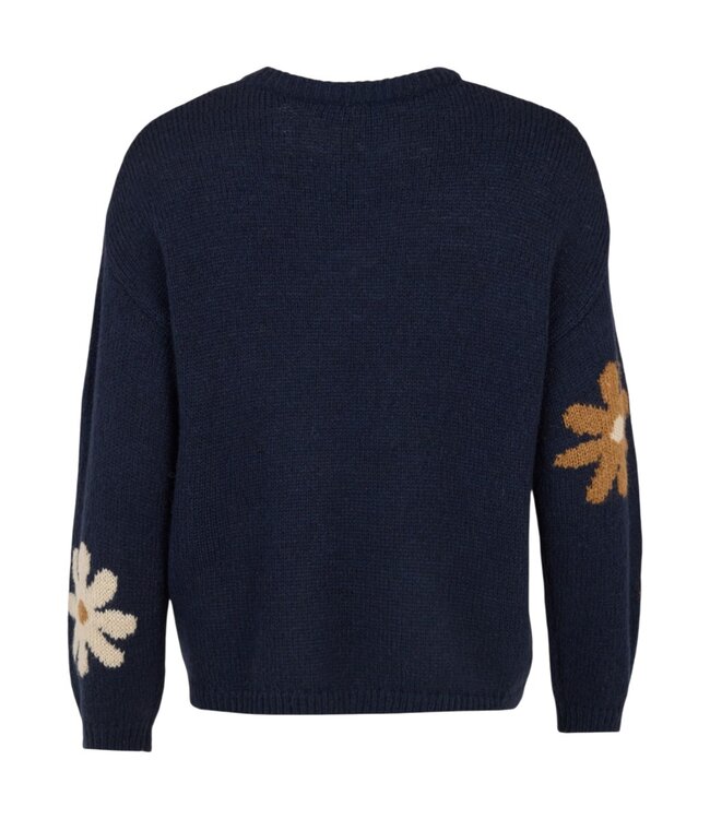 dames trui met bloemen en wol marine Sunday