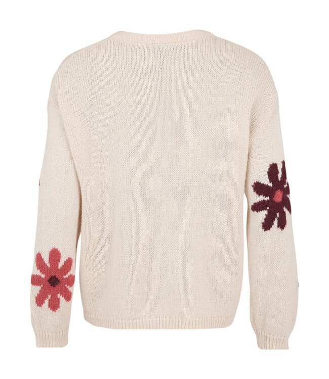 dames trui met bloemen en wol offwhite Sunday