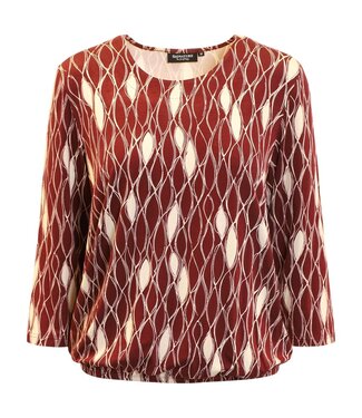 Signature dames blouson shirt lijnen bordeaux- offwhite Signature