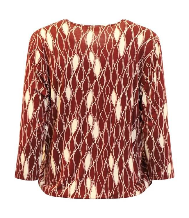 dames blouson shirt lijnen bordeaux- offwhite Signature