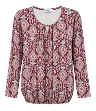 BLAUW dames blouson shirt L/M paisleyprint wijn- rood