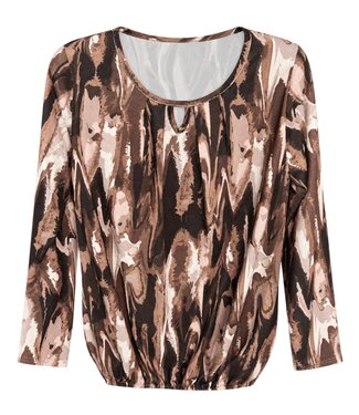 BLAUW blouson pullover dames marmerprint bruin