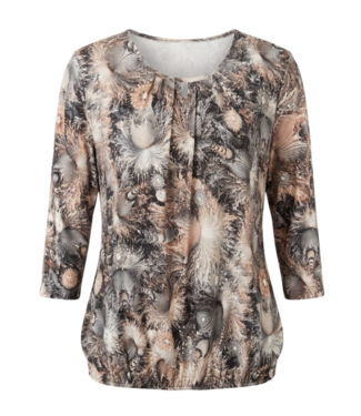 BLAUW dames blouson shirt 3/4 mouw koraal beige