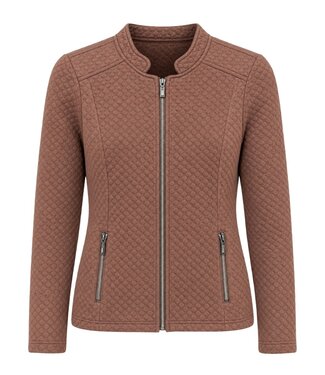 Brandtex. chique dames jasje met structuur en ritssluiting bruin Brandtex