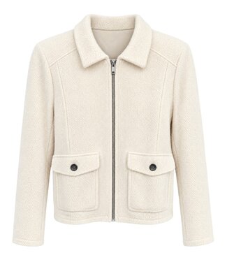 Sunday chique vest- jasje gemeleerd dames met ritssluiting offwhite Sunday
