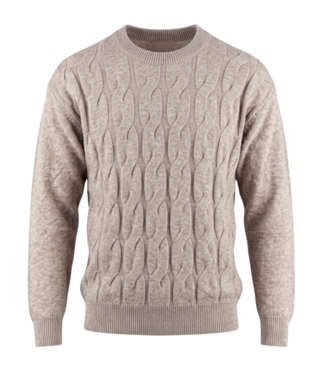 Marinello Warme dames trui met kabel- structuur effen taupe Marinello