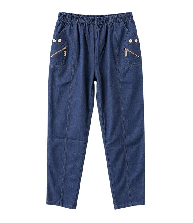 WINTER Stretch broek dames knopen met elastische tailleband CherryBerry
