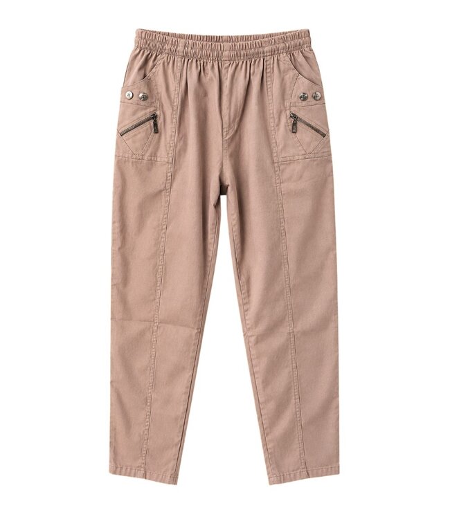 WINTER Stretch broek dames knopen met elastische tailleband CherryBerry
