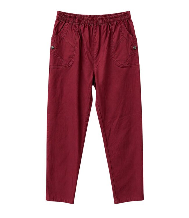 WINTER Stretch broek dames knopen met elastische tailleband CherryBerry